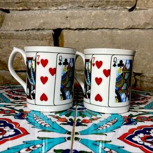 Staffordshire Fine Bone China Elizabethan playing cards mugs